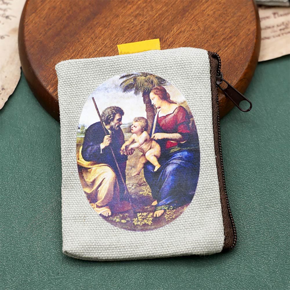 AMUSOUL Retro Classic Style Jesus & Our Lady Colorful Holy Saint Icon Jewelry Pouches Storage Bag