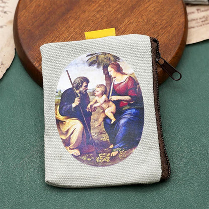 AMUSOUL Retro Classic Style Jesus & Our Lady Colorful Holy Saint Icon Jewelry Pouches Storage Bag