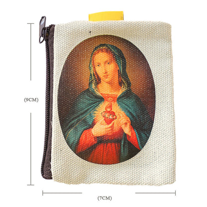 AMUSOUL Retro Classic Style Jesus & Our Lady Colorful Holy Saint Icon Jewelry Pouches Storage Bag
