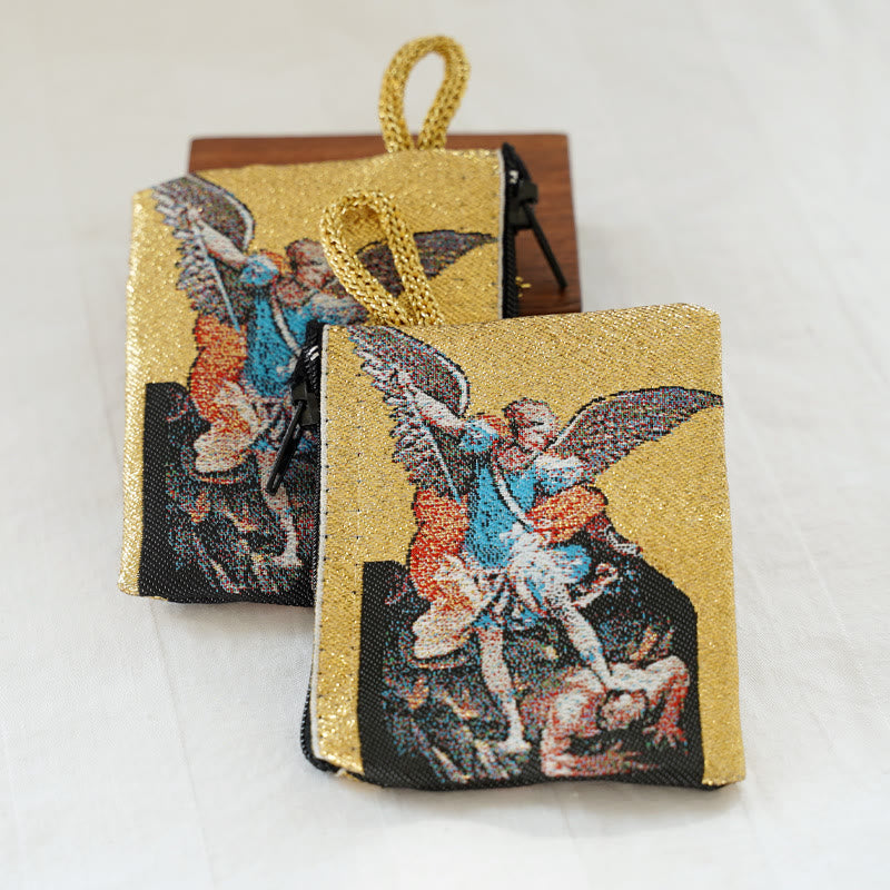 AMUSOUL Retro Classic Style Holy Saint Icon Cotton Double-sided Pattern Jewelry Pouches