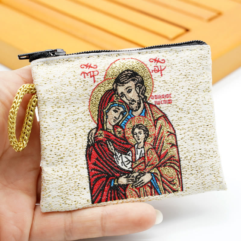 AMUSOUL Retro Classic Style Holy Saint Icon Cotton Double-sided Pattern Jewelry Pouches