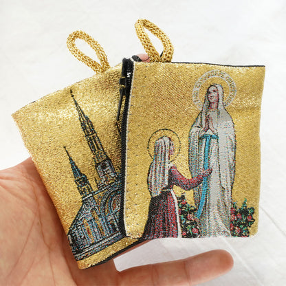 AMUSOUL Retro Classic Style Holy Saint Icon Cotton Double-sided Pattern Jewelry Pouches