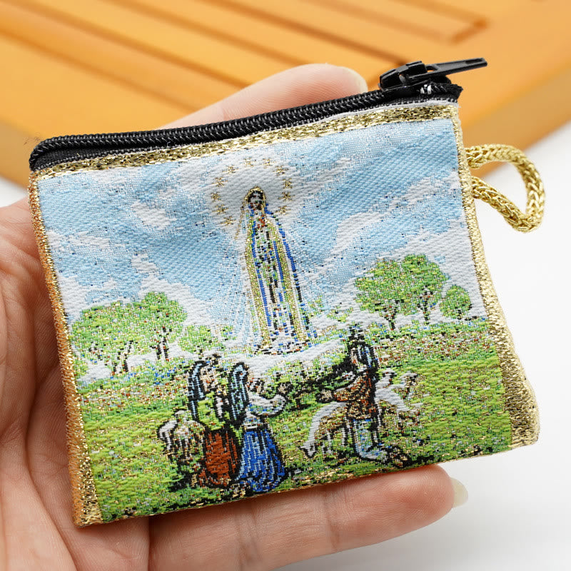 AMUSOUL Retro Classic Style Holy Saint Icon Cotton Double-sided Pattern Jewelry Pouches
