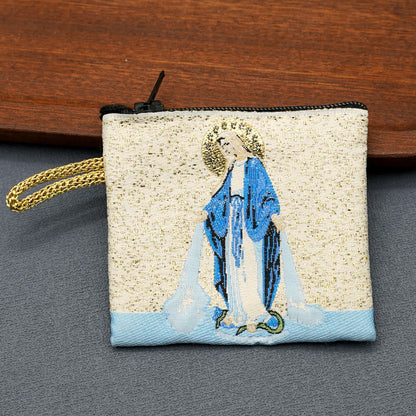 AMUSOUL Retro Classic Style Holy Saint Icon Cotton Double-sided Pattern Jewelry Pouches