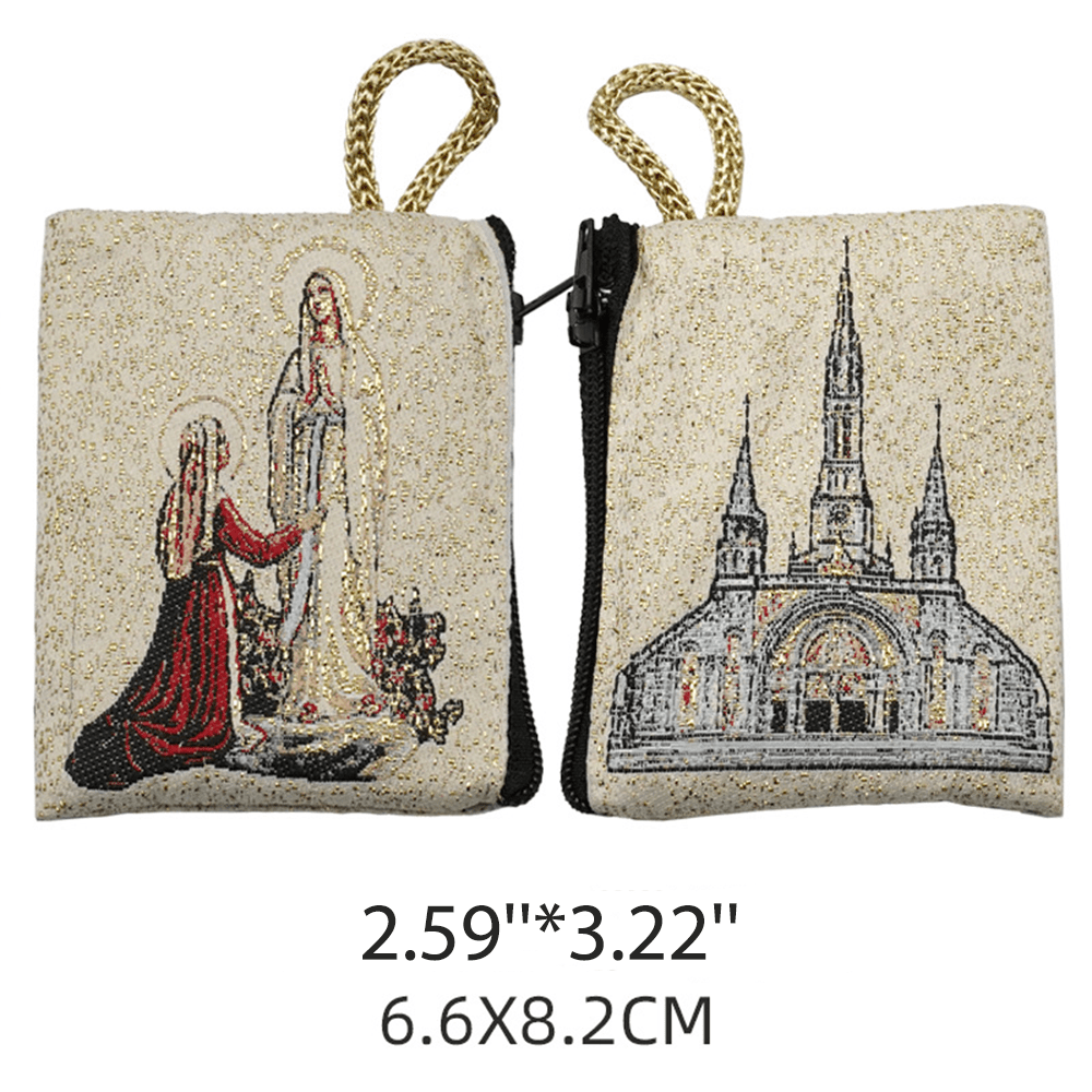 AMUSOUL Retro Classic Style Holy Saint Icon Cotton Double-sided Pattern Jewelry Pouches