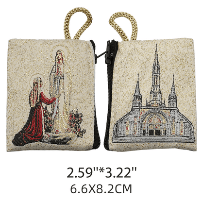 AMUSOUL Retro Classic Style Holy Saint Icon Cotton Double-sided Pattern Jewelry Pouches