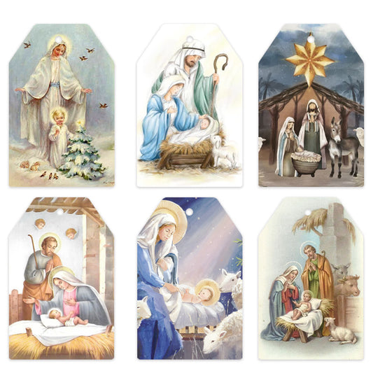 AMUSOUL  Soft & Traditional Style Christmas Nativity Hanging Decoration Props Gift Tags(60pcs)