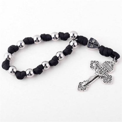 AMUSOUL 4 Colors Paracord Handcrafted Pocket Rosary/Car Protection Hanging Pendant