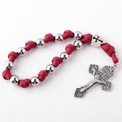 AMUSOUL 4 Colors Paracord Handcrafted Pocket Rosary/Car Protection Hanging Pendant