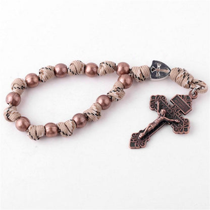 AMUSOUL 4 Colors Paracord Handcrafted Pocket Rosary/Car Protection Hanging Pendant