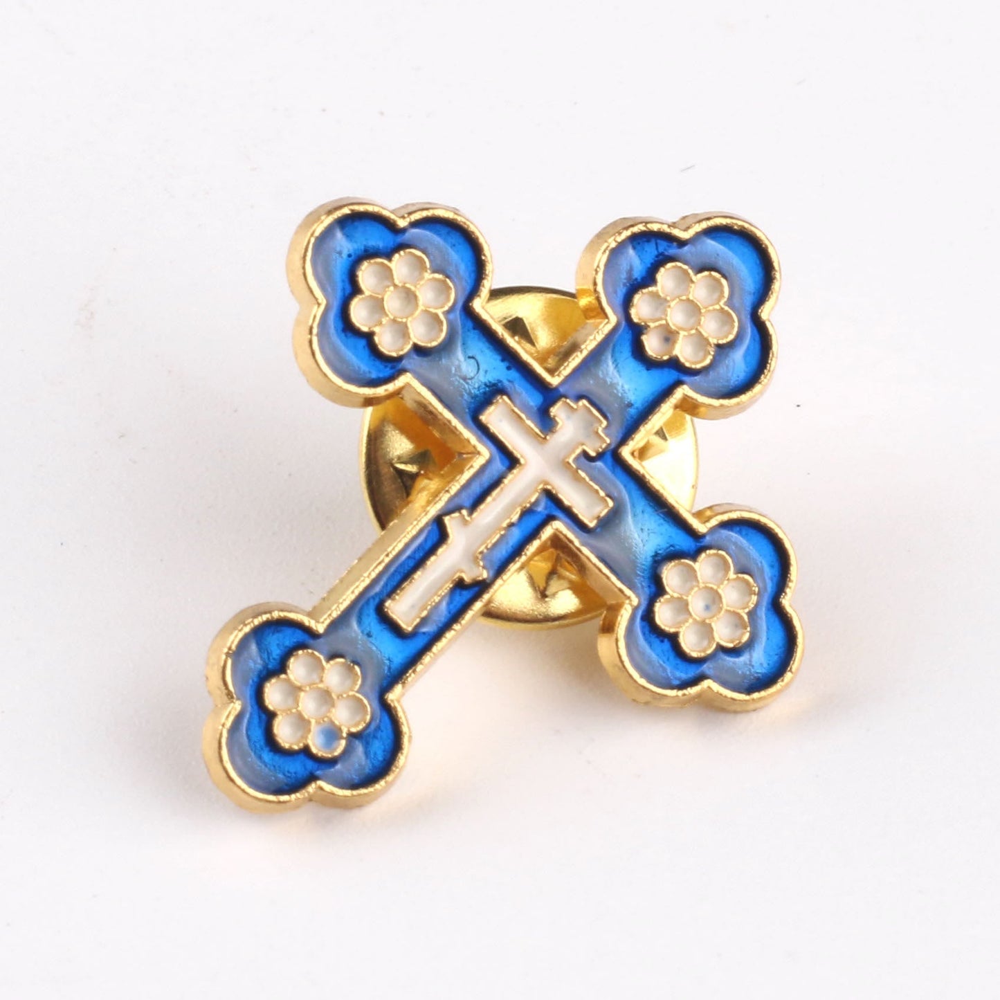 AMUSOUL  4pcs/set Retro Style Croix de Pomander Cross Badge Anti-exposure Pin Religion Brooch