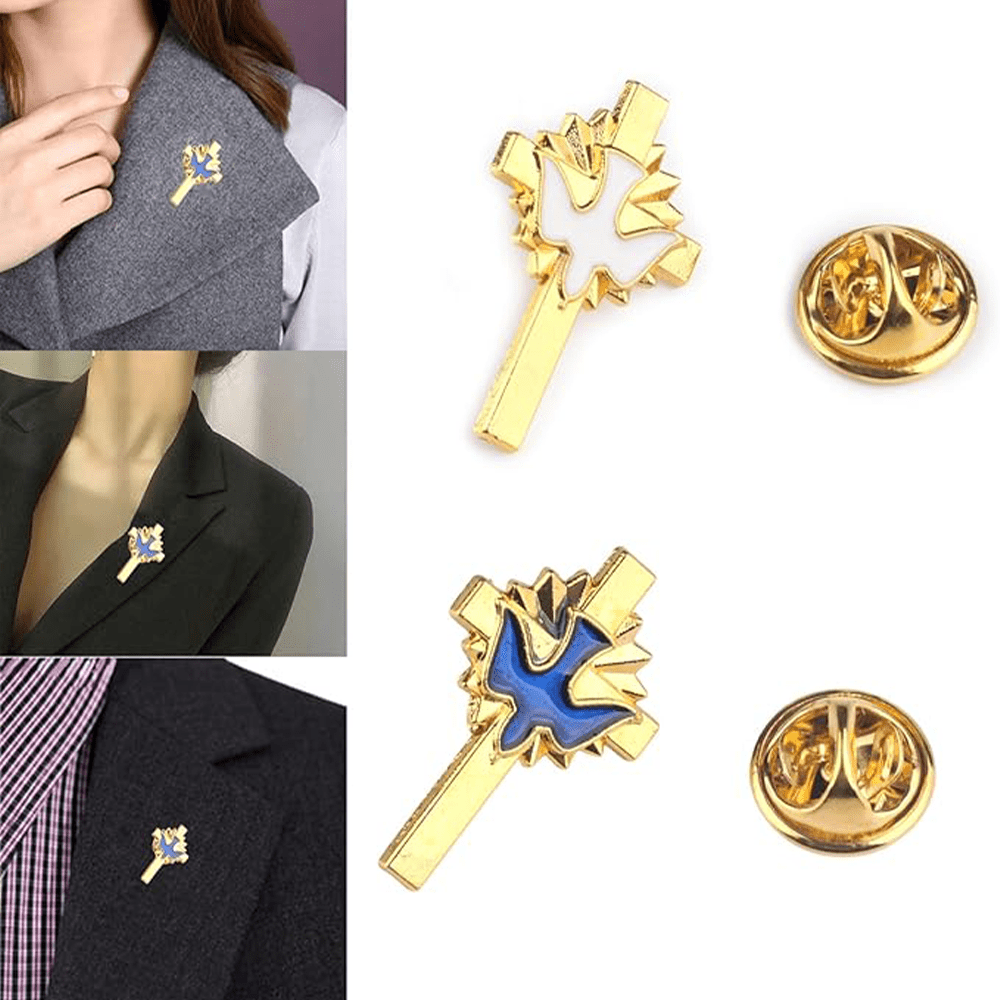 AMUSOUL  4pcs/set Retro Style Holy Spirit Cross Anti-exposure Pin Fashion Religion Brooch