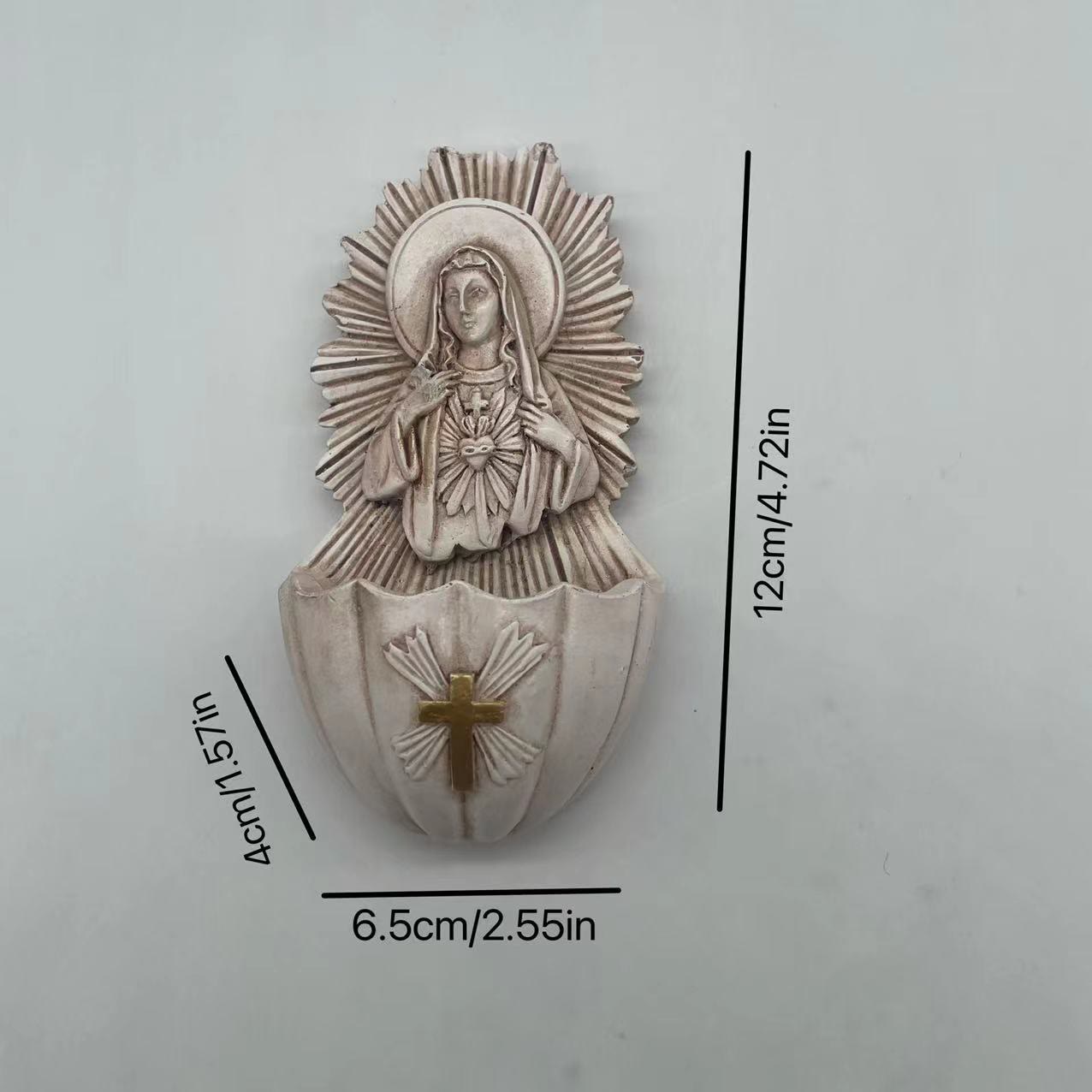 AMUSOUL  Retro Sculptural Style Immaculate Heart of Mary Resin Storage Box