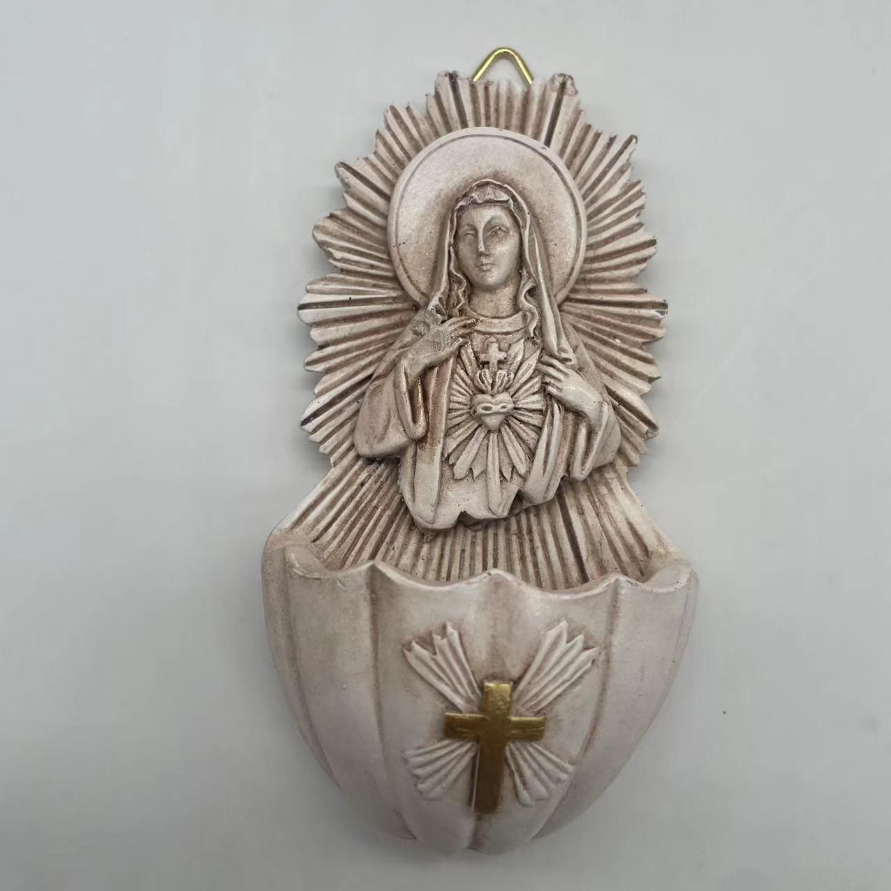 AMUSOUL  Retro Sculptural Style Immaculate Heart of Mary Resin Storage Box