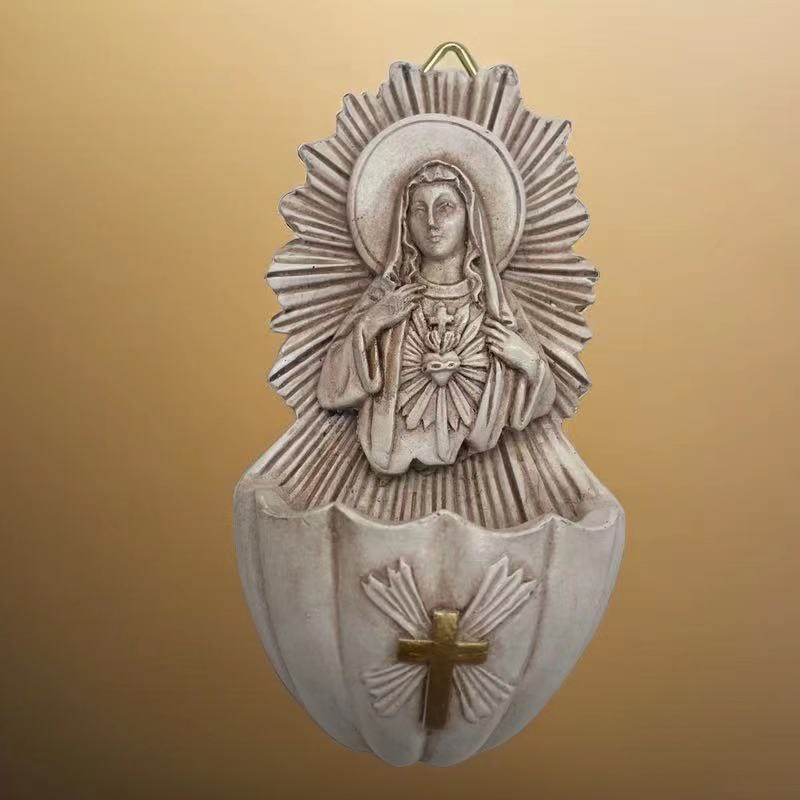 AMUSOUL  Retro Sculptural Style Immaculate Heart of Mary Resin Storage Box