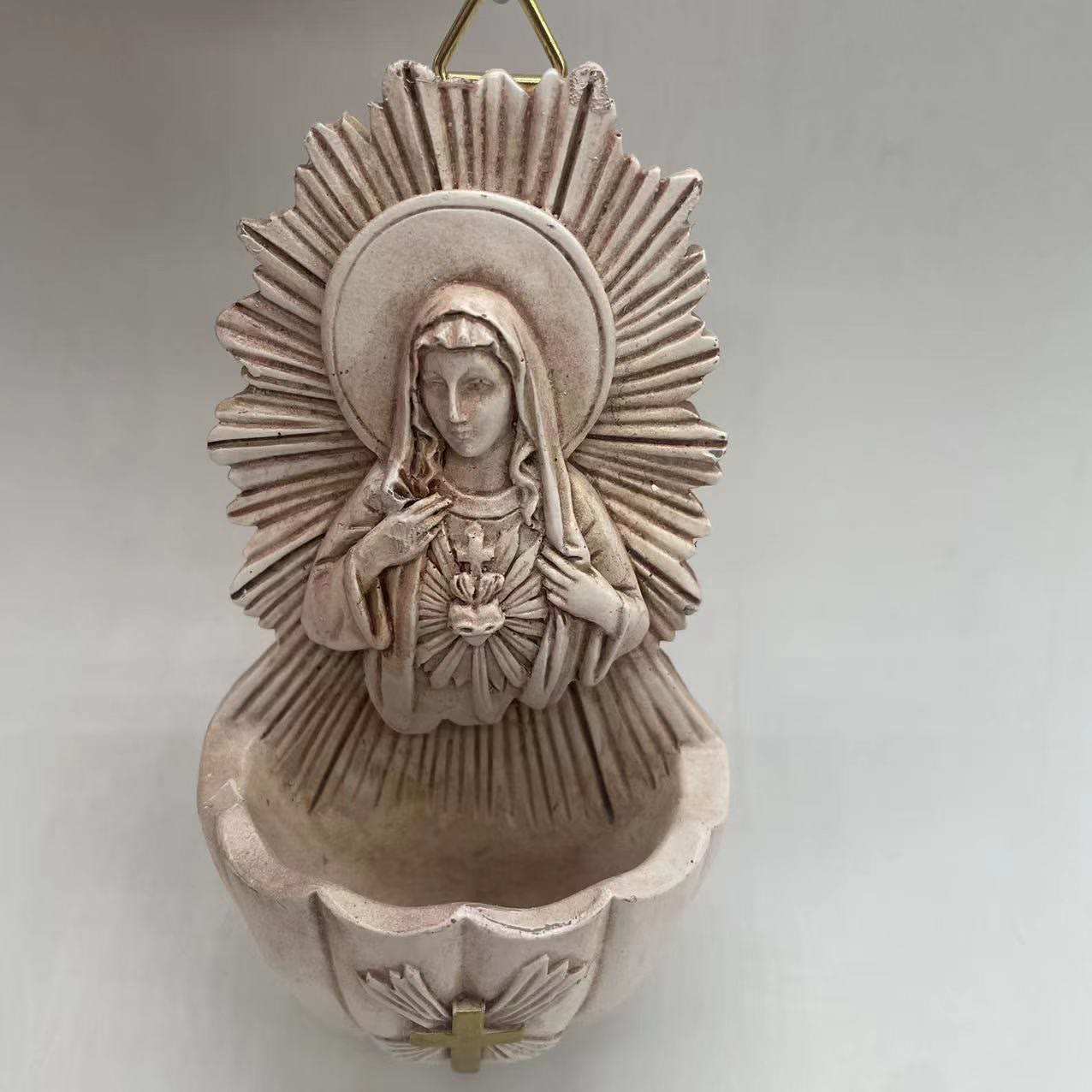 AMUSOUL  Retro Sculptural Style Immaculate Heart of Mary Resin Storage Box