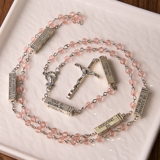 AMUSOUL The Mysteries Rosary Engraved Mystery Bar