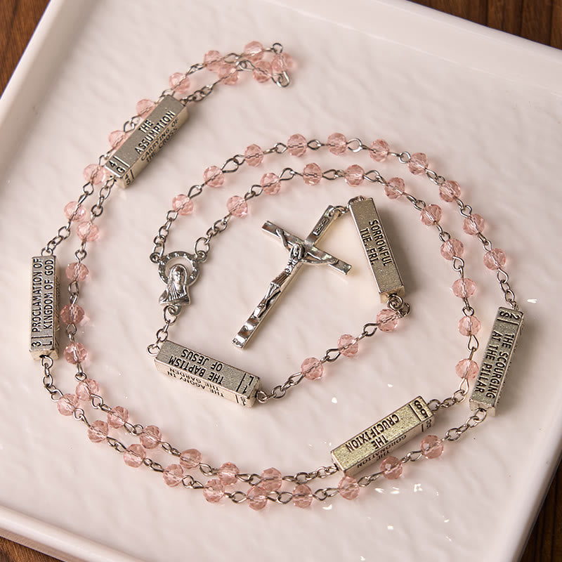 AMUSOUL The Mysteries Rosary Engraved Mystery Bar