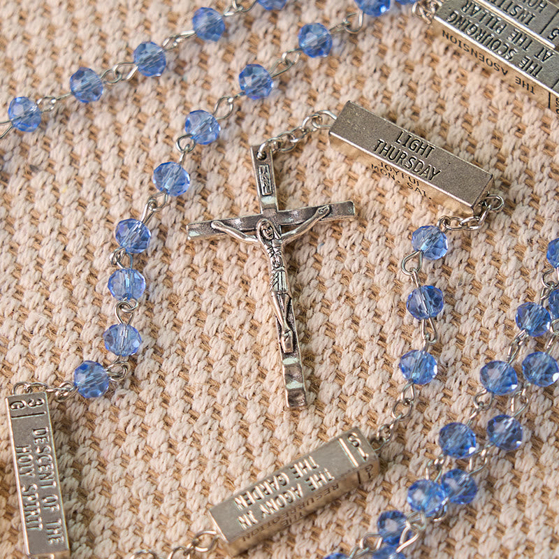 AMUSOUL The Mysteries Rosary Engraved Mystery Bar