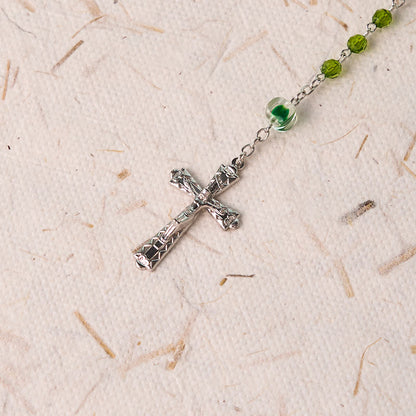 AMUSOUL  Assumption of Virgin Mary & Crucifix of 6 mm Polyhedron Green Crystal Alloy Chain Rosary