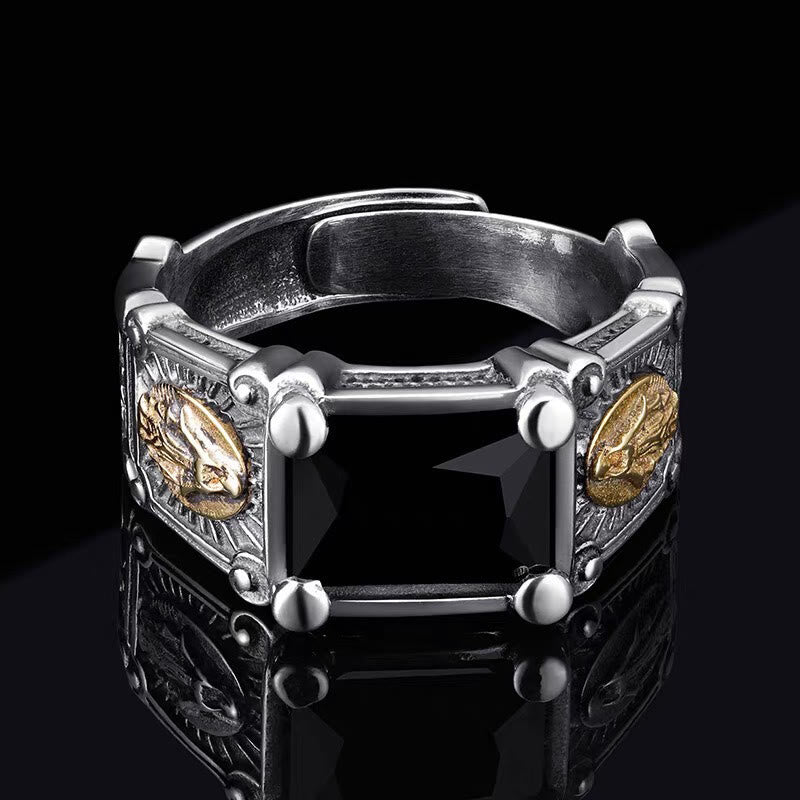 AMUSOUL Modern Style Miraculous Medal Blessed Faith Adjustable Ring