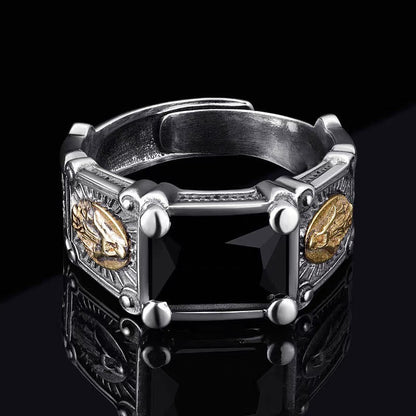 AMUSOUL Modern Style Miraculous Medal Blessed Faith Adjustable Ring