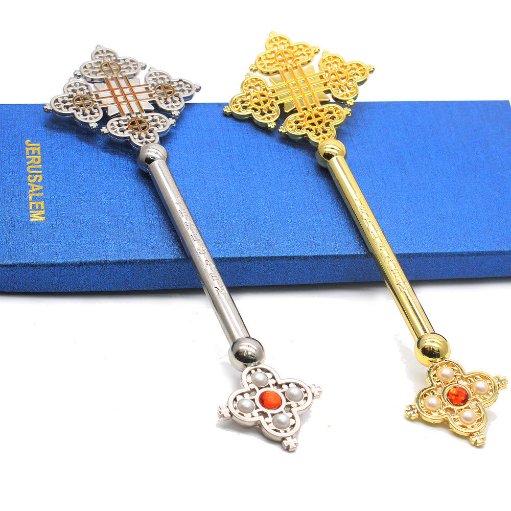 AMUSOUL Classic Style Jerusalem Devine Faith Blessing Hand Cross