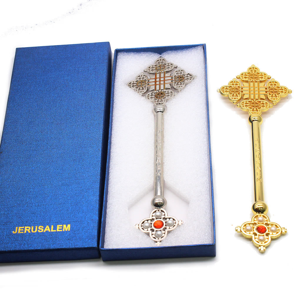 AMUSOUL Classic Style Jerusalem Devine Faith Blessing Hand Cross
