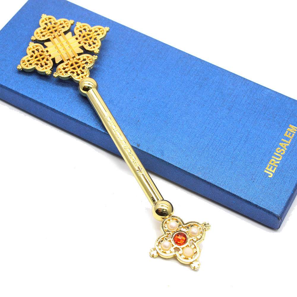 AMUSOUL Classic Style Jerusalem Devine Faith Blessing Hand Cross