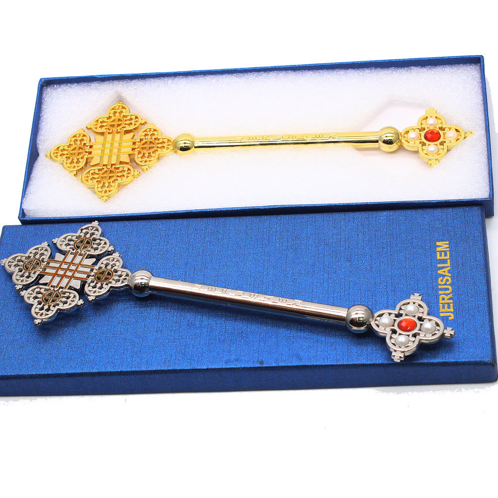 AMUSOUL Classic Style Jerusalem Devine Faith Blessing Hand Cross