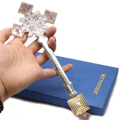 AMUSOUL  Classic Style Jerusalem Cross-Shaped Regal Blessing Hand Cross