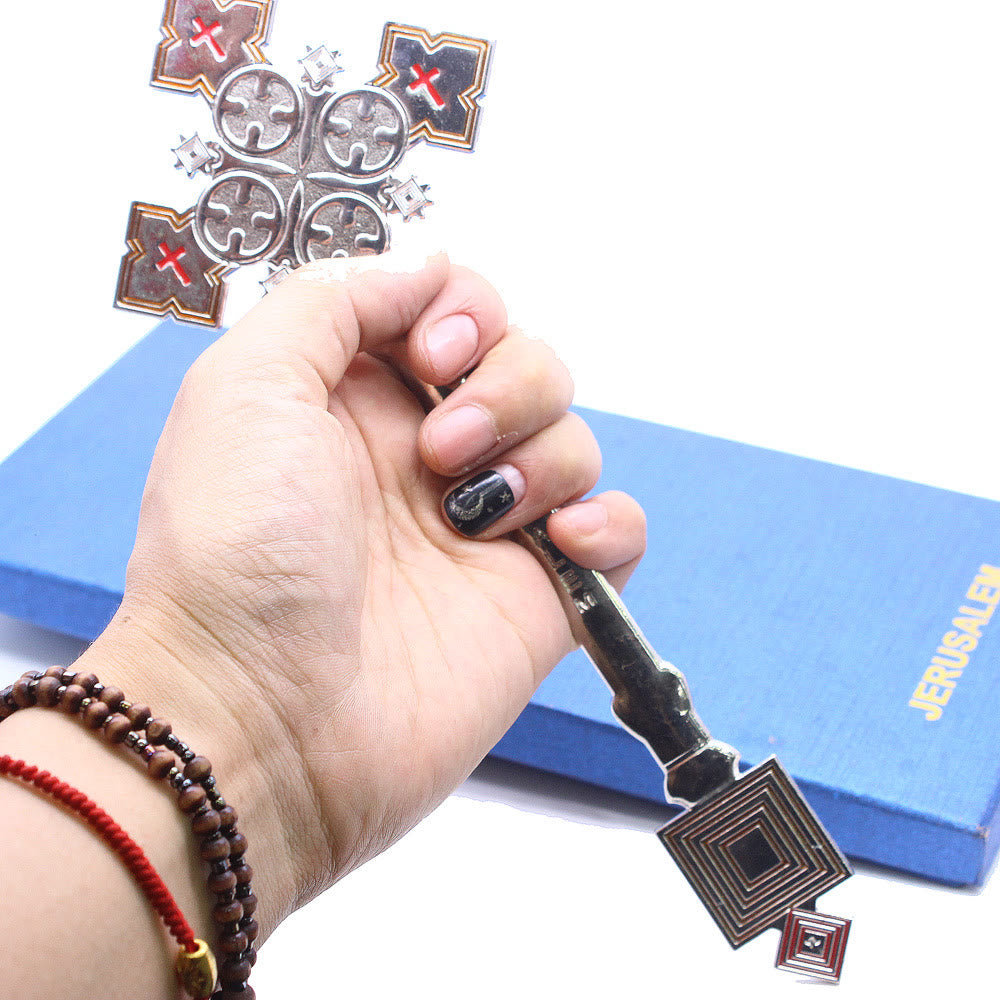 AMUSOUL  Classic Style Jerusalem Cross-Shaped Regal Blessing Hand Cross