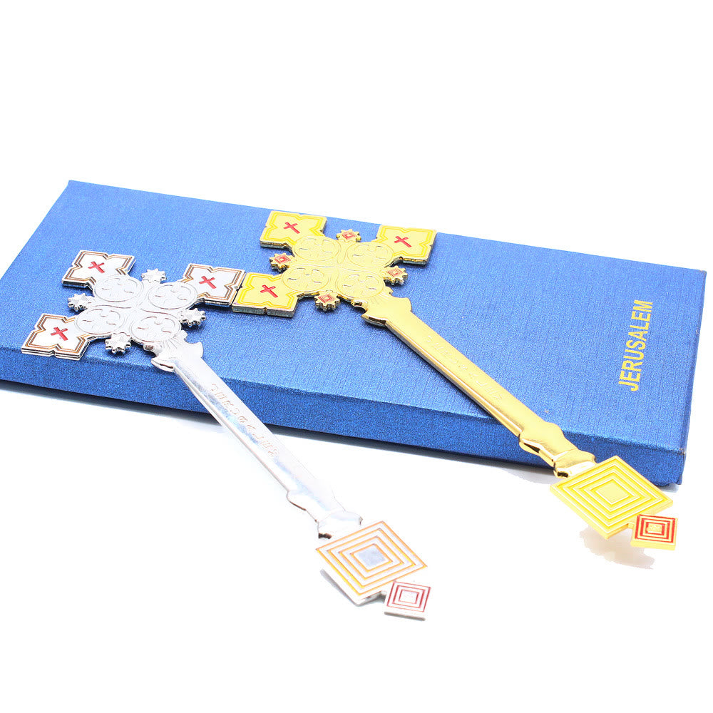 AMUSOUL  Classic Style Jerusalem Cross-Shaped Regal Blessing Hand Cross