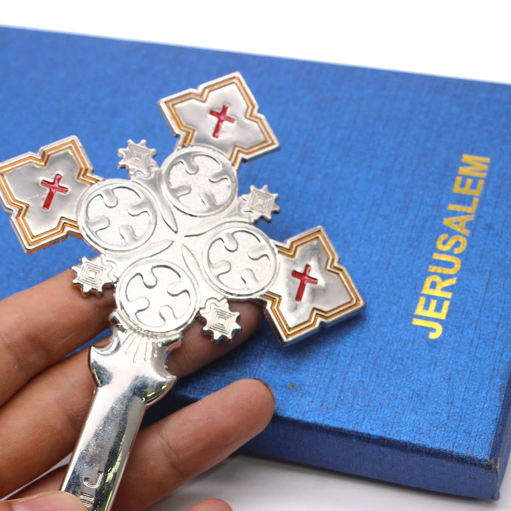 AMUSOUL  Classic Style Jerusalem Cross-Shaped Regal Blessing Hand Cross