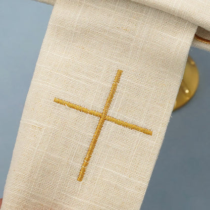 AMUSOUL Classic Style Golden Cross Embroidered  Elegant Religious Altar Linen Set
