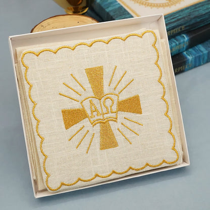 AMUSOUL  Classic Style Golden Shining Grace Cross Altar Linen Set