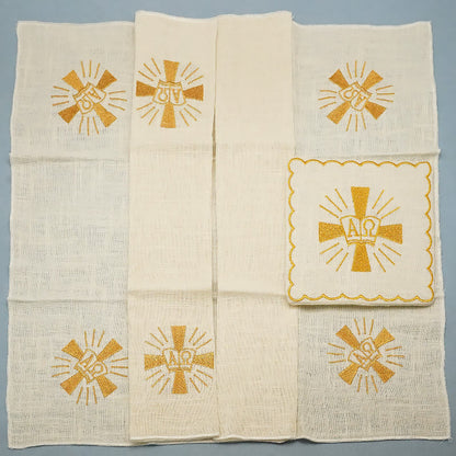 AMUSOUL  Classic Style Golden Shining Grace Cross Altar Linen Set
