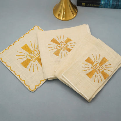 AMUSOUL  Classic Style Golden Shining Grace Cross Altar Linen Set