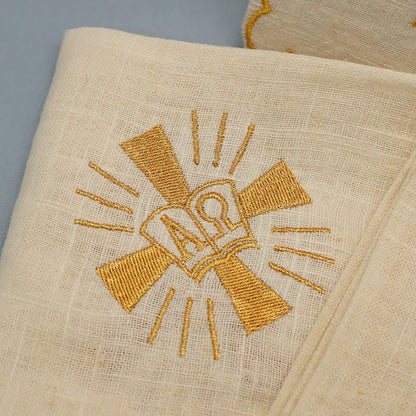 AMUSOUL  Classic Style Golden Shining Grace Cross Altar Linen Set