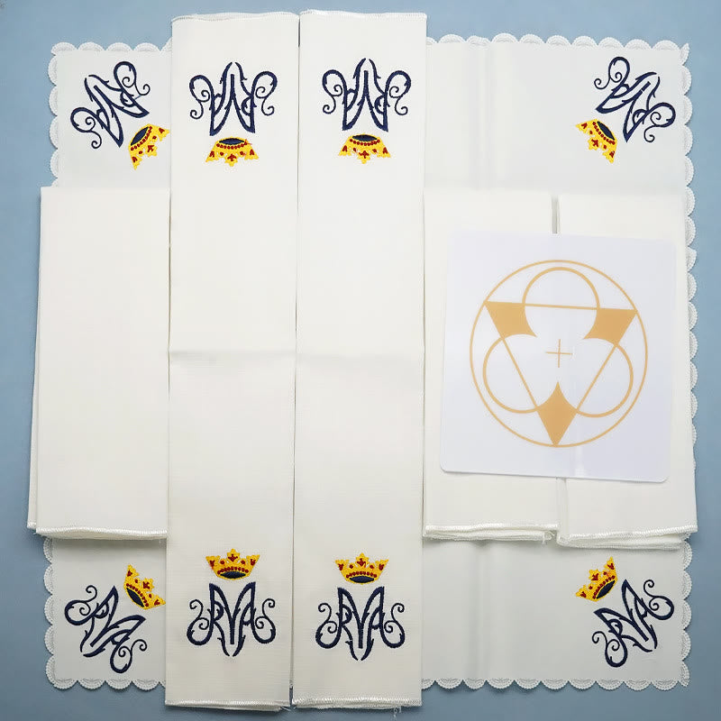 AMUSOUL  Classic Style Divine Our Lady's Crown Altar Linen Set