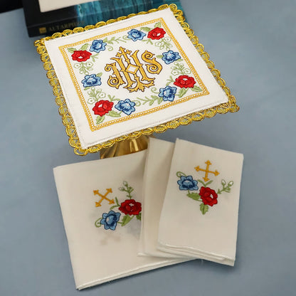 AMUSOUL  Classic Style Sacred IHS Floral Devotion Altar Linen Set