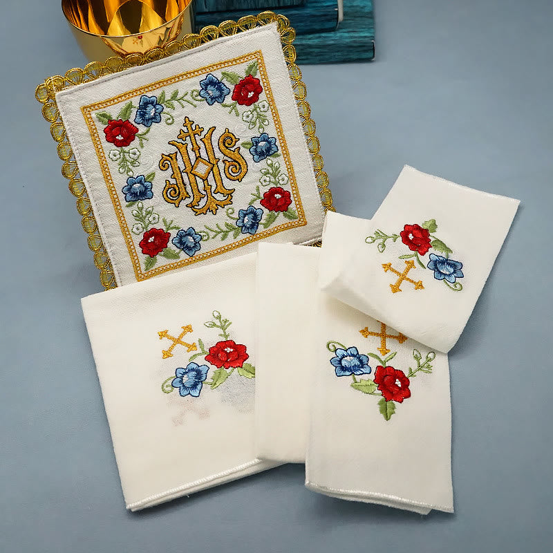 AMUSOUL  Classic Style Sacred IHS Floral Devotion Altar Linen Set