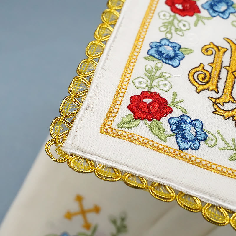 AMUSOUL  Classic Style Sacred IHS Floral Devotion Altar Linen Set