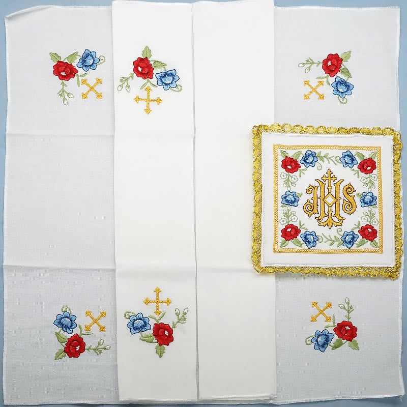 AMUSOUL  Classic Style Sacred IHS Floral Devotion Altar Linen Set