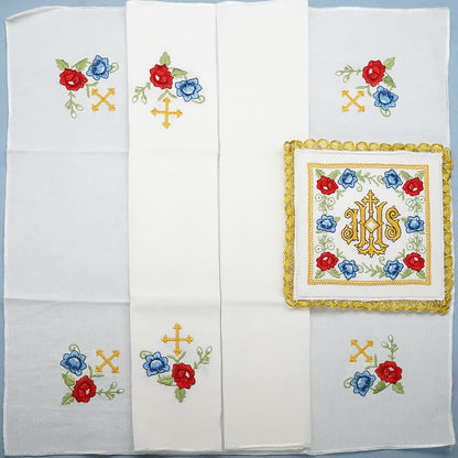 AMUSOUL  Classic Style Sacred IHS Floral Devotion Altar Linen Set