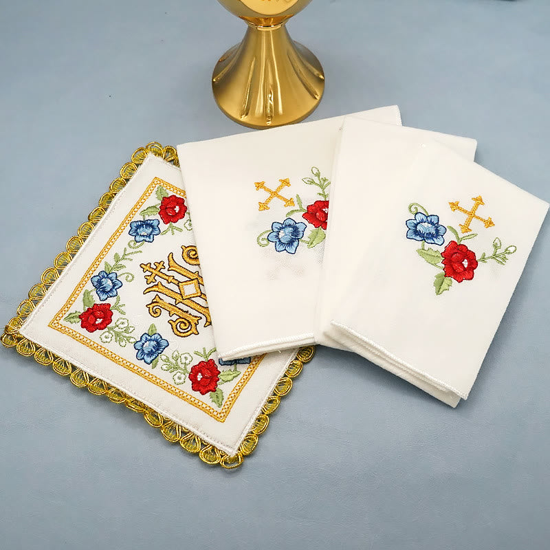 AMUSOUL  Classic Style Sacred IHS Floral Devotion Altar Linen Set