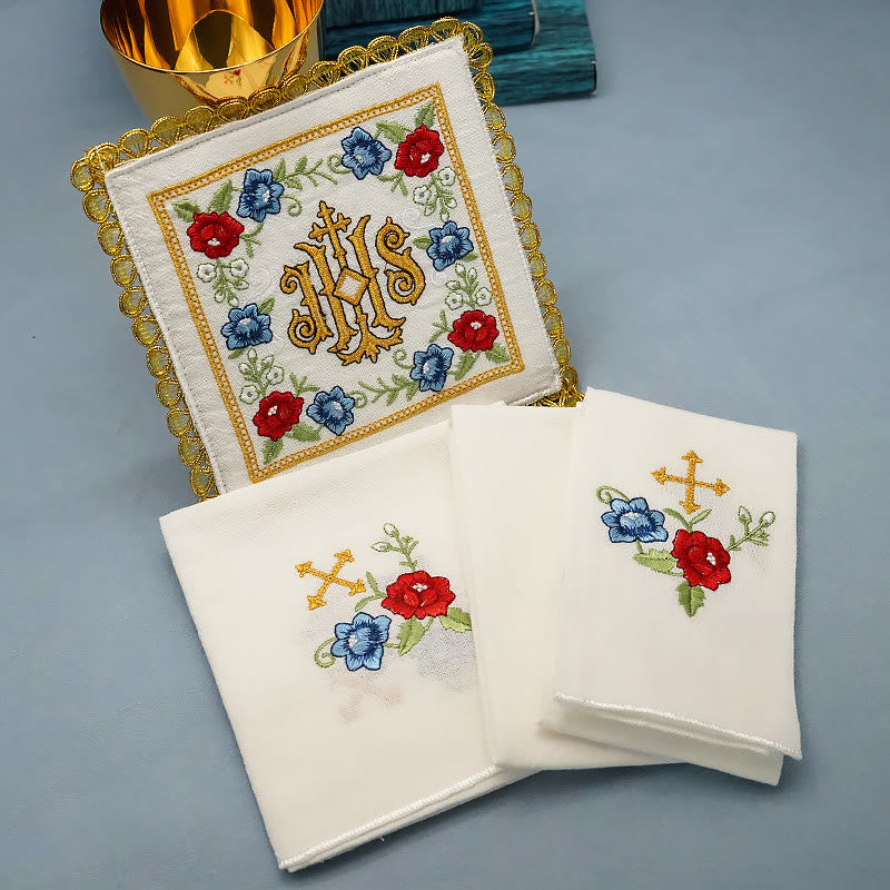 AMUSOUL  Classic Style Sacred IHS Floral Devotion Altar Linen Set