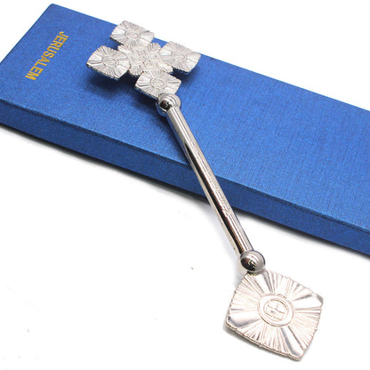 AMUSOUL  Classic Style Intricate Geometric Pattern Silvery Blessing Hand Cross