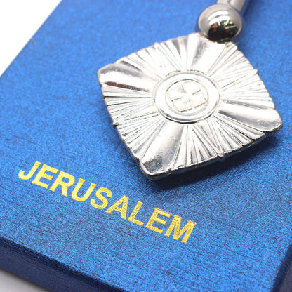 AMUSOUL  Classic Style Intricate Geometric Pattern Silvery Blessing Hand Cross