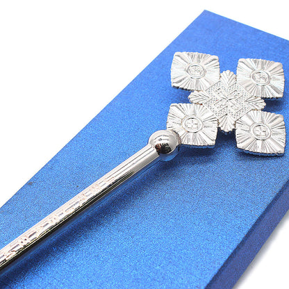AMUSOUL  Classic Style Intricate Geometric Pattern Silvery Blessing Hand Cross